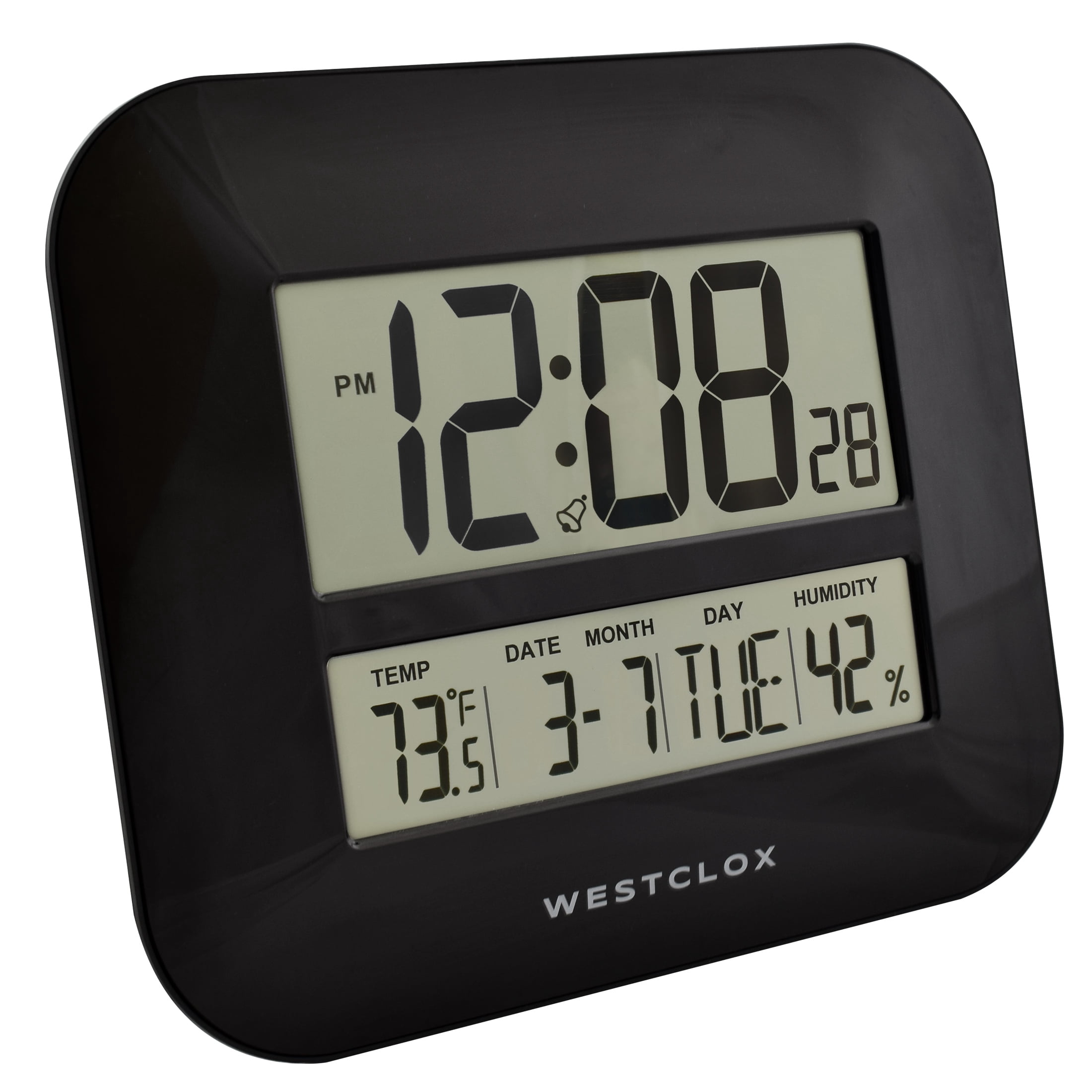 Westclox 11.5" Quartz Digital Battery Operated Wall Clock, Temperature Display