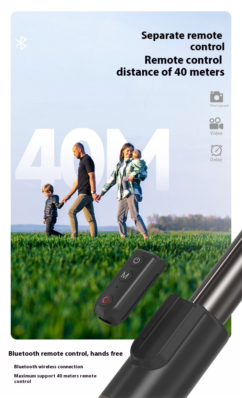Bigcan 1.3M Bluetooth Selfie Stick Tripod with Remote – 3-in-1 Extendable Camera & Phone Stand, Aluminum Alloy, 40m Wireless Control, 360° Rotation, for GoPro Hero 11/10/9 & Smartphones