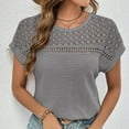 thumbnail image 2 of ZyeKqe Summer Tops for WomenCrochet Short Sleeve Shirts Hollow out Crewneck T Shirts Beach Vacation Top, 2 of 7