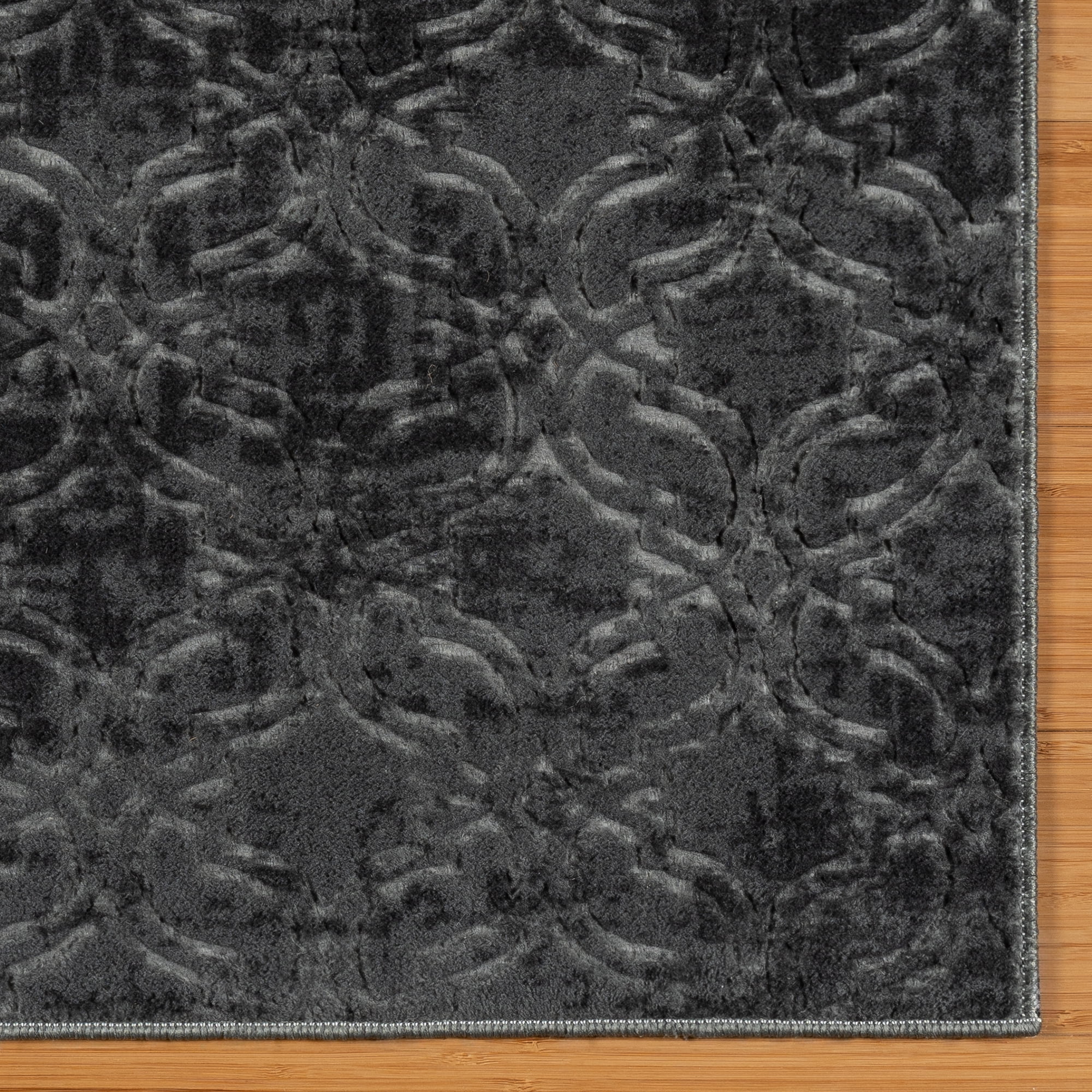 Shadow Thandi Transitional Geometric Charcoal Area Rug, 2x6