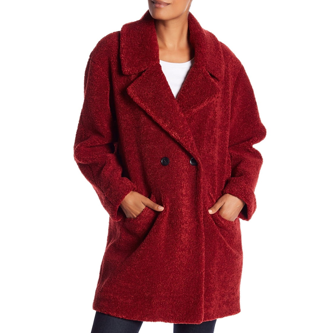 Teddy Bear Faux Fur Jacket, Ruby 