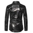 thumbnail image 2 of Mens Shiny Shirt Nightclub Sequin Long Sleeve Casual Button Down Shirts, 2 of 8