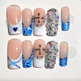 thumbnail image 5 of 10pcs Handmade Duck Press on Nails Y2K False Nails Leopard Print Fake Nail Tips Short French Design Ins Spice Girl Wearable, 5 of 10