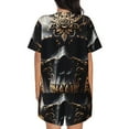 thumbnail image 6 of Fuzoiu Gold Pattern Black Skull Print Women's Short-Sleeved Pajama Set,Lounge Sleepwear Set,Womens Pajama Sets 2 Piece,Button-Up Top and Shorts with Pockets-3X-Large, 6 of 7