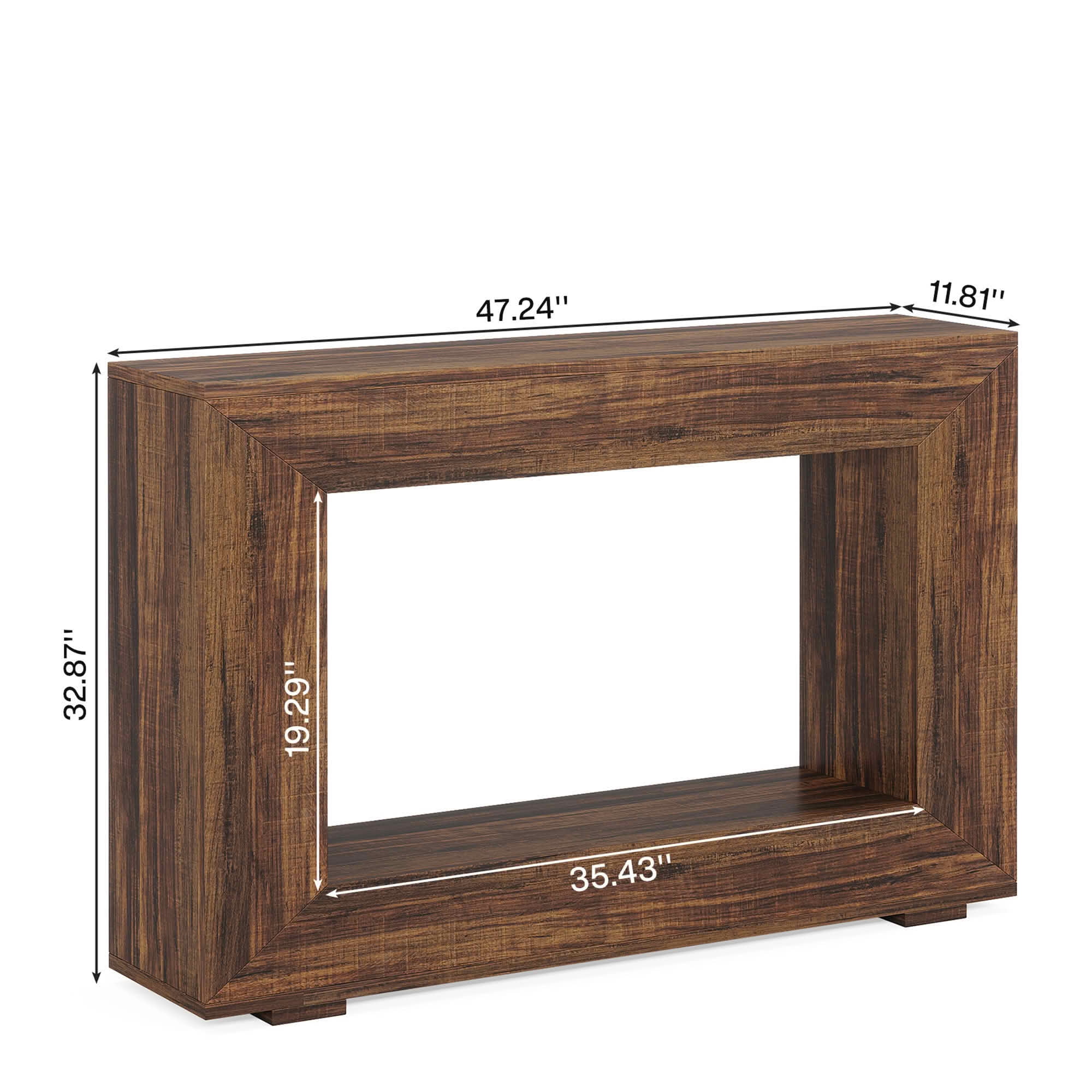 MAYEERTY 47.2" Farmhouse 2-Tier Console Table, E1 MDF Square Leg Entryway Sofa Table with Adjustable Anti-Slip Pads