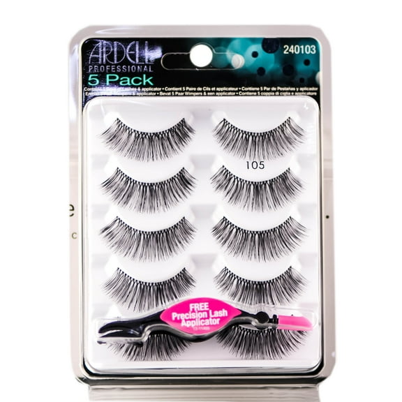 105 , Ardell 5 Pack Lashes , Hair Scalp Skin Body - Pack of 2 w/ SLEEK Teasing Comb