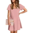 thumbnail image 7 of WRKEKC Summer Casual Dresses for Women, Womens T-Shirt Dresses, Women's Trendy Summer Loose Fitting Dresses Solid Color Short Sleeve V-Neck Casual Dress, 7 of 7