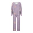 thumbnail image 5 of Riecok 2 Piece Pajama Set for Women V Neck PJ Set Long Sleeve Tops and Pants Cute Print Comfortable Soft Sleepwear, 5 of 5