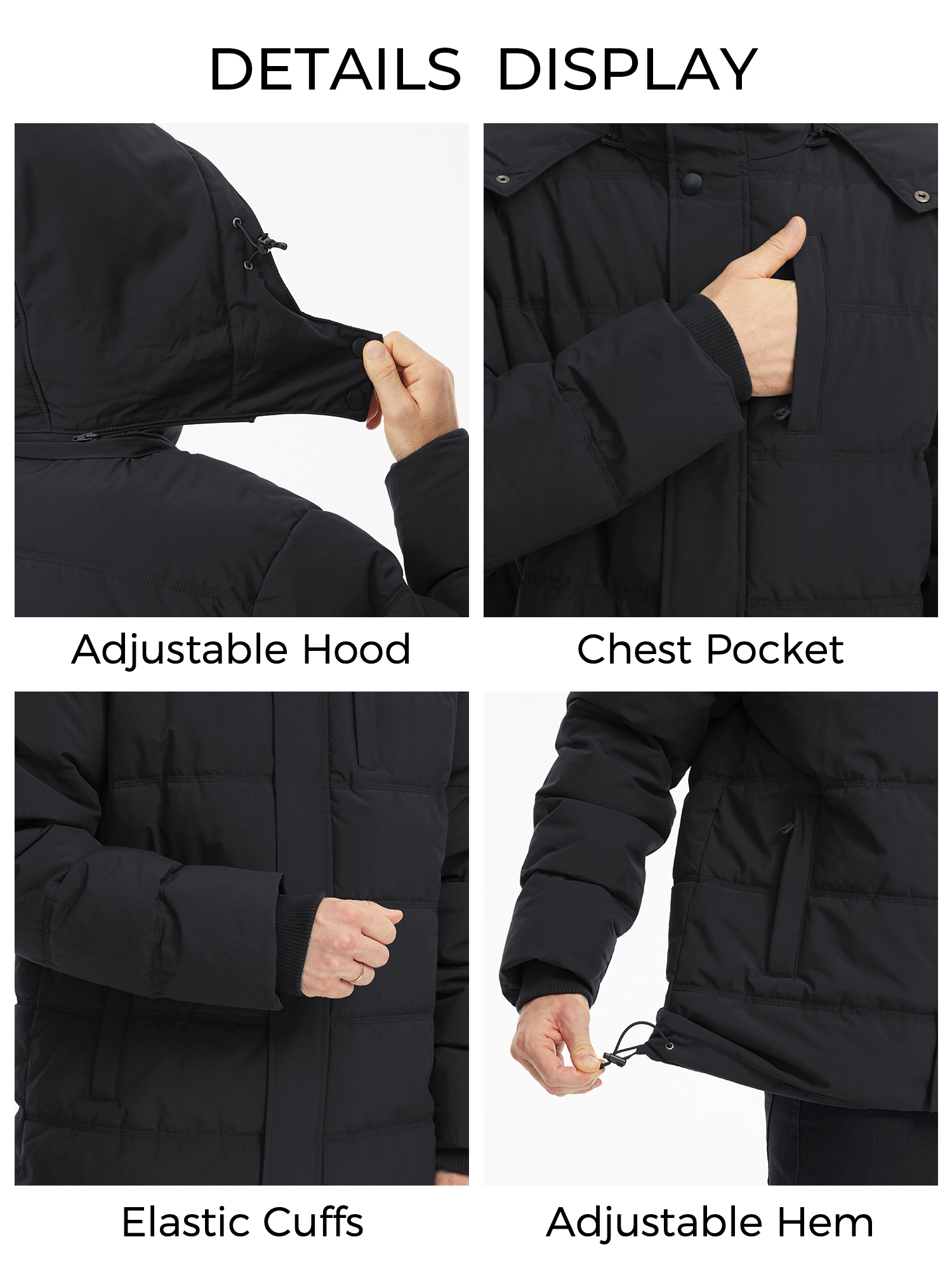 Wantdo Men's Waterproof Winter Puffer Jacket, Black photo 5