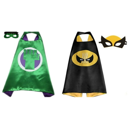Hulk & Wolverine Costumes - 2 Capes, 2 Masks with Gift Box by Superheroes