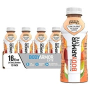 BODYARMOR Lyte Sports Drink Low-Calorie Beverage, Natural Flavors With Vitamins, Potassium-Packed Electrolytes, No Preservatives, Perfect for Athletes, Peach Mango, 16 Fl Oz, Pack of 12