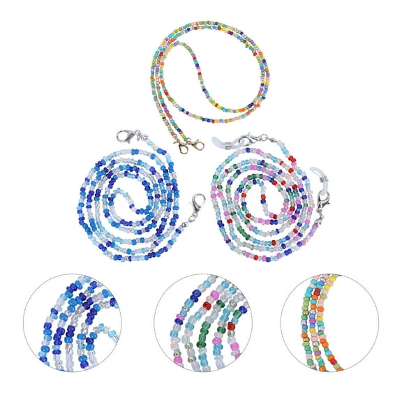 WHAMVOX  3 Pcs Decorative Glasses Bead Chain Eyeglasses Lanyard Accessory