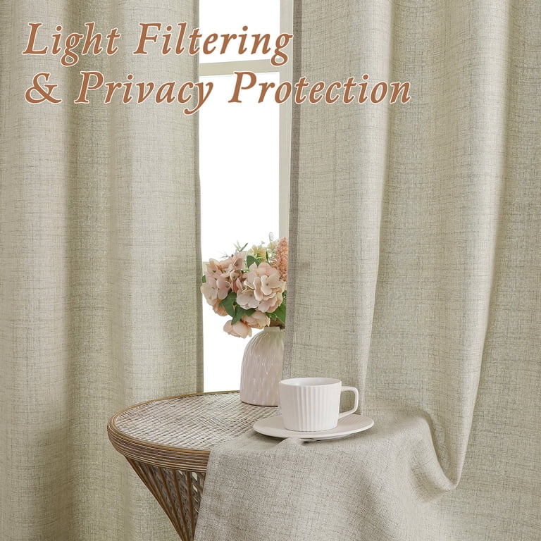OVZME Judy Linen Curtains 90 in Length, 2 Panel Set photo 2