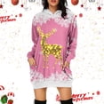 thumbnail image 2 of Women's Casual Christmas Print Deer Dress Hoodie Cozy Holiday Long Sleeve Pullover Tunic Sweater for Festive Season, 2 of 2