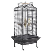 Yaheetech 63''H Large Rolling Parrot Cage with Open Playtop, Stand & Slide-Out Tray, Black