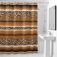 thumbnail image 4 of Brown Stripes Fabric Shower Curtain Leopard Animal Skin Printed Washable Shower Curtains for Bathroom, Waterproof Bath Curtain with Hooks Home Decor 72x72in, 4 of 8