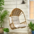 thumbnail image 2 of Primo Outdoor Wicker Hanging Chair with Cushion (Stand Not Included), Light Brown, Brown, and Beige, 2 of 11