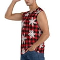 thumbnail image 3 of JUNZAN Snowflakes On A Buffalo Plaid Men's Sleeveless T Shirts,Sleeveless Muscle Shirts,Sizes S-3XL, 3 of 8