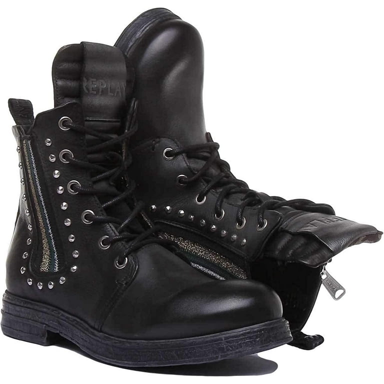 Skærm Skygge effektiv Replay Gwl26.00-C78L Womens Leather Matt Ankle Boots in Black - Walmart.com