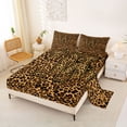 thumbnail image 2 of jejeloiu Animal Print Monogram W Full Size Sheets For Kids,Leopard Classic Initial Print Bed Sheets For Women,4-Piece, 2 of 6