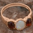 thumbnail image 5 of LBG British Made 10k Rose Gold Natural Opal & Garnet Womens Anniversary Ring - 33 size options - Size 10, 5 of 6