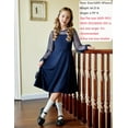 thumbnail image 6 of Oudiya Girls Mesh Puff Lantern Long Sleeve High Waist Formal A Line Dress with Pockets for Kids 6-13 Years, 6 of 7