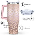 thumbnail image 3 of Pink Leopard Print Gradient 40 Oz Tumbler with Handle Lid and Straw, Stainless Steel Double Walled Vacuum Insulated Cup, Cute Birthday Gifts Tumbler for Women Men Friends, 3 of 7