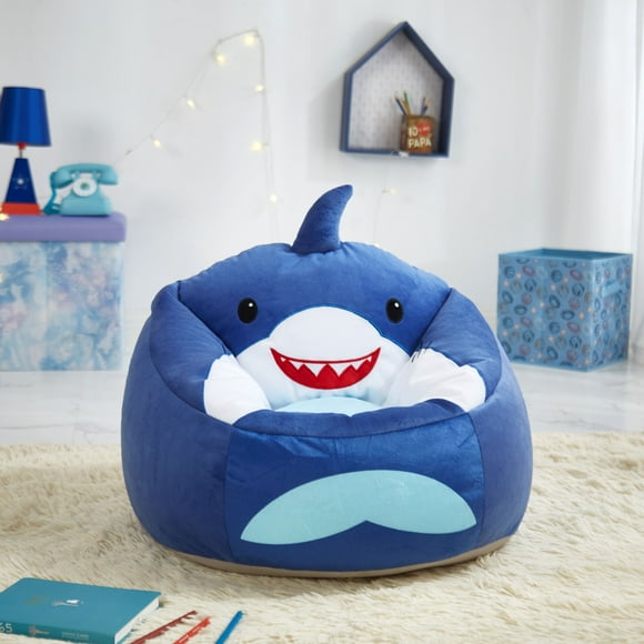Shark Round Figural Kids Bean Bag Chair
