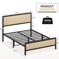 thumbnail image 3 of Queen Size Platform Bed Frame with Rattan Headboard and Safe Rounded Corners, Strong Metal Slats Support/No Box Spring Needed/Large Storage Space/Easy Assembly, 3 of 7