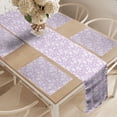 thumbnail image 2 of Ambesonne Floral Table Runner & Placemats, Vintage Flower Silhouettes, Placemat 4 pcs + Runner 12"x90", Lilac and White, 2 of 2