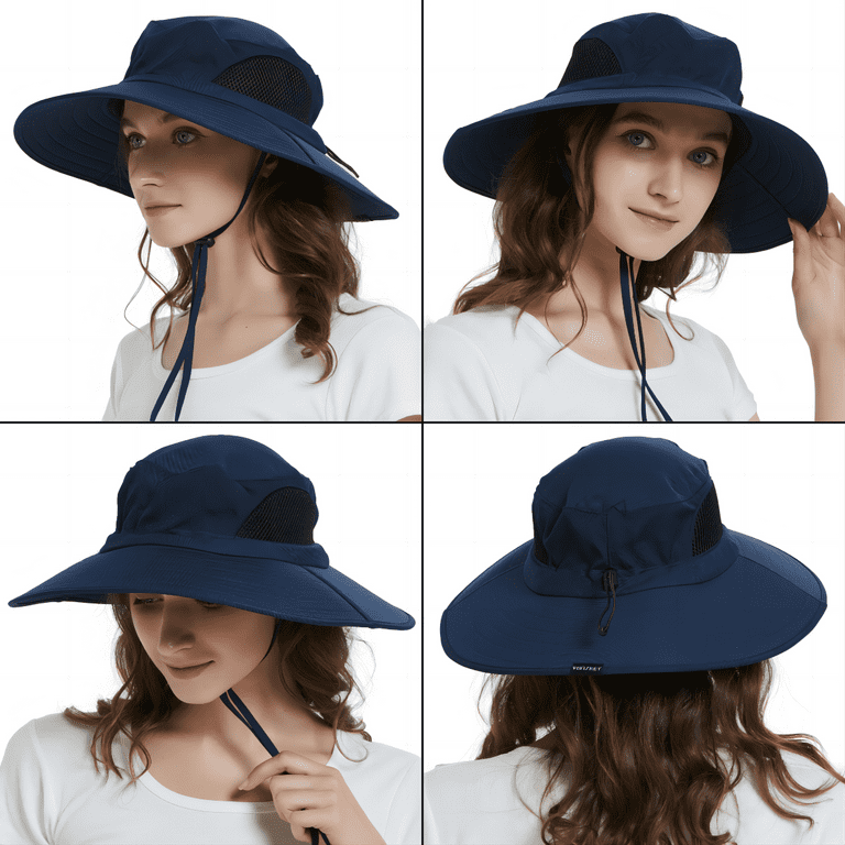 EINSKEY Sun Hat for Men Women,Boonie Hat Fishing Hiking Safari  Beach,Waterproof Wide Brim Bucket Hat Blue 