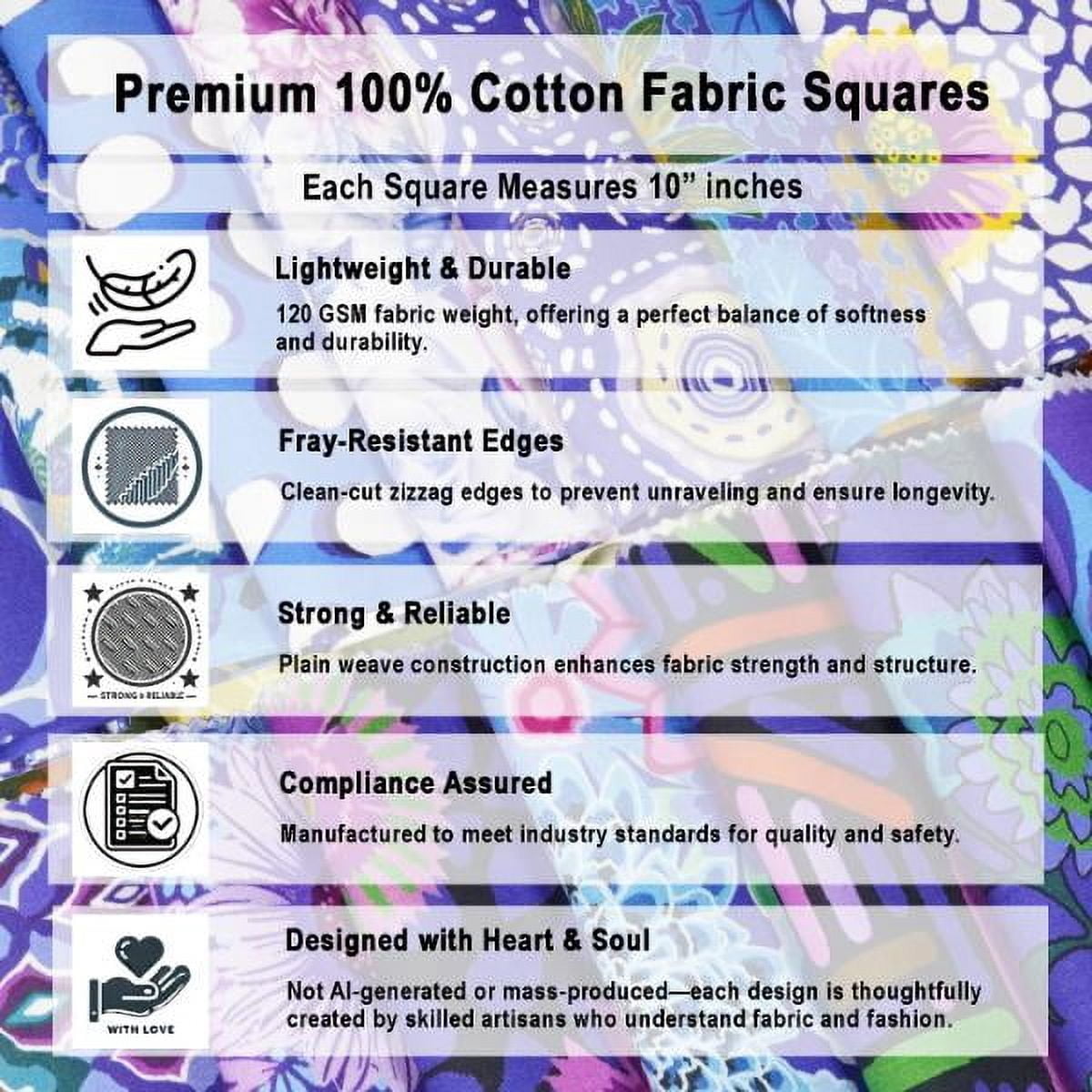 Soimoi 40 Pcs 10 x 10 inches Quilting Fabric Bundles Precut, DIY Cotton Fabric Squares, Printed Layer Cakes Patchwork Materials for Crafts Cloths Decor,Charm Squares for Quilts,Sewing - Blue Harmony