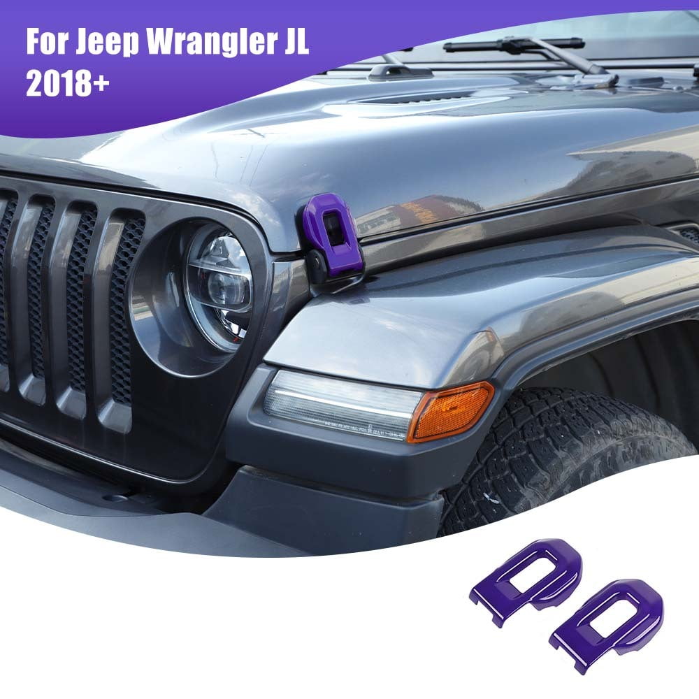 CheroCar for Jeep Hood Latch Lock Trim Cover Accessories for 2018-2021 Jeep  Wrangler JL JLU & Gladiator JT, Purple 
