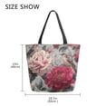 thumbnail image 5 of Open Top Canvas Tote Bag with Zipper Reusable Shopping Bag 13.5x15" Roomy Carryall Pink and Red Peonies, 5 of 9