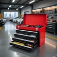 thumbnail image 6 of Demi Bonn 3-Drawer Rolling Portable Mechanic Tool Cabinet with Top Accessory Tray, Heavy Steel Powder Coated Storage Box, Red & Black, 6 of 8