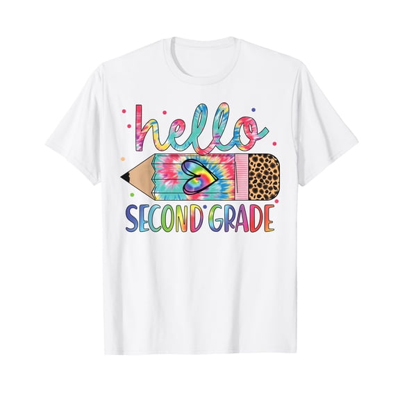 Hello Second Grade Pencil Tie Dye Back to School 2nd Grade T-Shirt