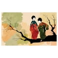 thumbnail image 4 of Korean Ceramic Toothbrush Holder, Women in Traditional Clothes Standing on a Tree Branch Watercolor Style, Decorative Versatile Countertop for Bathroom, 4.5" X 2.7", Pale Peach Multicolor, 4 of 4