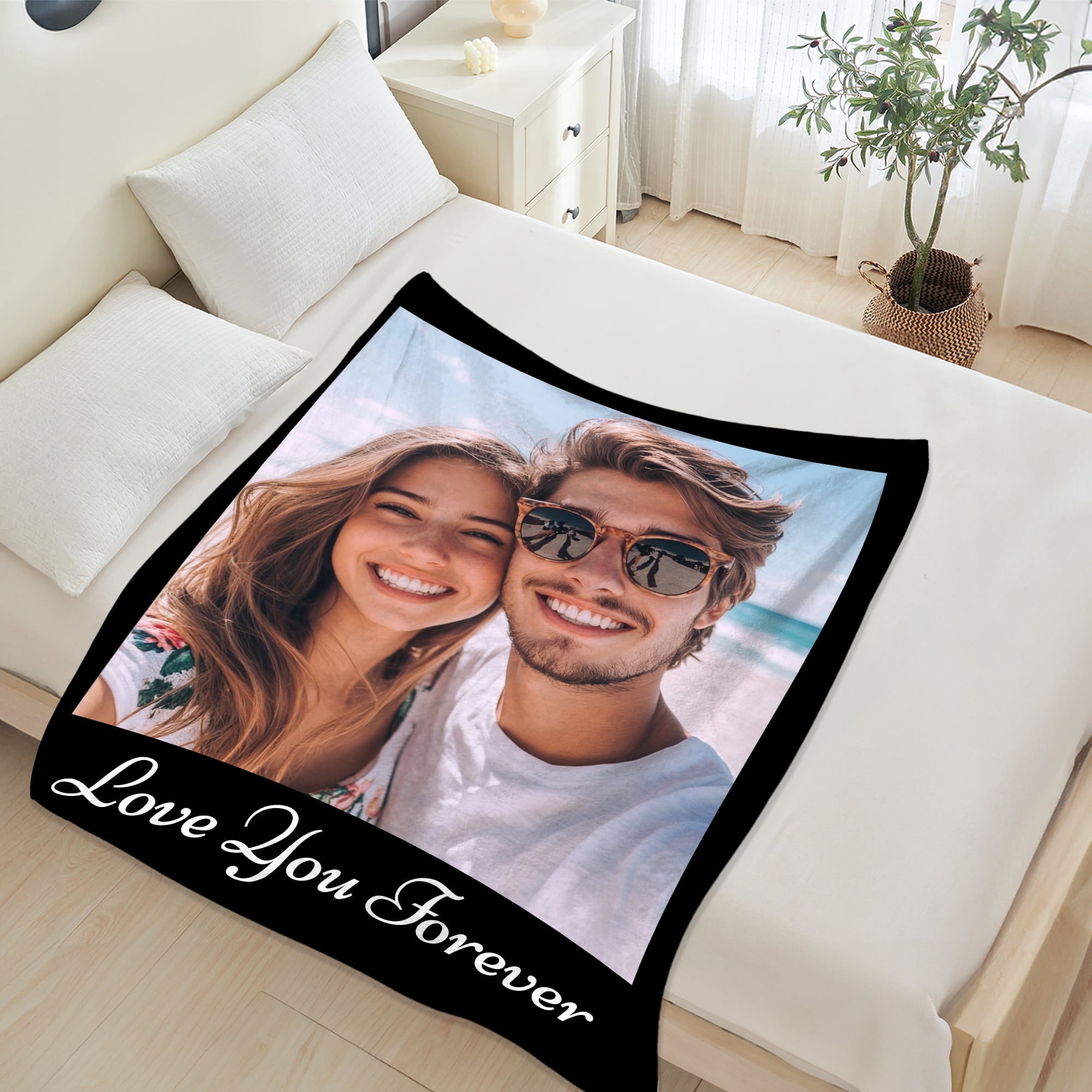 JML Custom Soft Flannel Blanket - Personalized Photo & Text Throw, Multiple Sizes for Family, Pets, & Adults