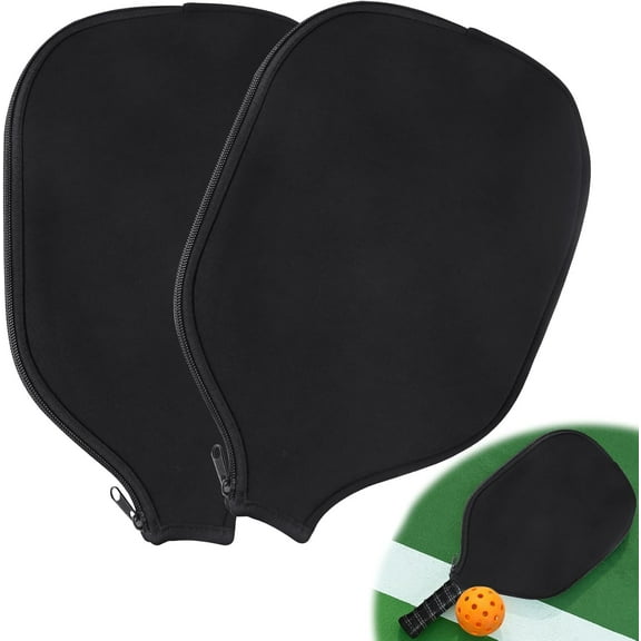2 Pcs Pickleball Paddle Covers, Universal Case Size - 8.6 x 12.2 inches Zippered Racket Sleeve, Durable Neoprene Paddle Cover, Paddle Storage Bag for Most USAPA Standard (Black)
