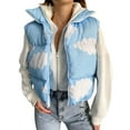 thumbnail image 4 of Genuiskids Women Juniors Winter Quilted Crop Vest Lightweight Sleeveless Warm Outerwear Puffer Vest Padded Gilet Waistcoat Blue Cloud Sleeveless Down Jacket for Teen Girls, 4 of 10