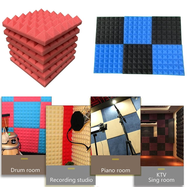 Xihbxyly Juego de Espuma Acústica de Alta Densidad, Absorción de Sonido, Esponja Suave, Insonorización para Estudios de Karaoke, Salas de Piano y Batería, Uso En Casa y Oficina, 6 Unidades, 30 X 30 X