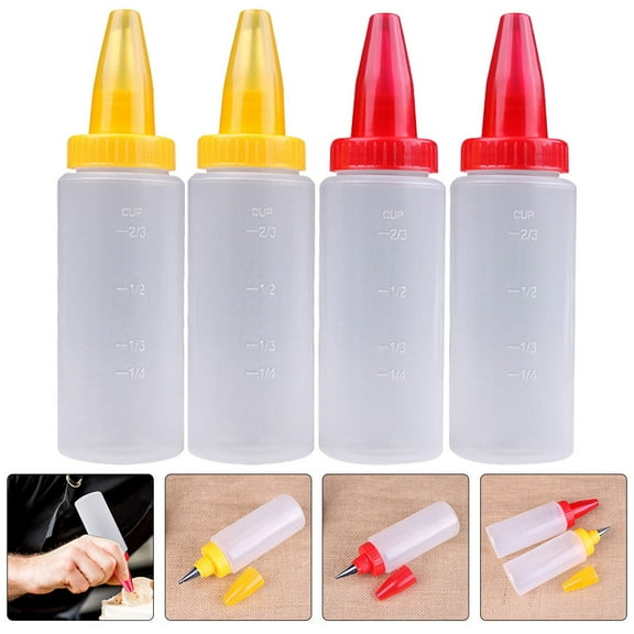 GAXIRE 4-Pack Small Decorating Bottles for Cake, Pastry, and Dessert Decorating Tools, Ideal for Icing, Chocolate, and Sauce