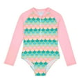 thumbnail image 2 of WUXIAN Girls Swimwear Rashguard Swimsuit Uv 50+ Long Sleeve One Piece Swimwear Zip Beach Bathing,Light Pink,10-12 Years, 2 of 3