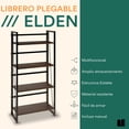 thumbnail image 4 of Librero plegable con 4 repisas para libros revistas y decoración de madera MDF altura 125 cm estantería Elden, 4 of 7