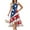 #013-Blue, variant on Womens American Flag Dress Sleeveless Ruffled 4th Of July Patriotic Midi Dress Elegant Temperament Crew Neck Independence Day Short Dress Khaki L