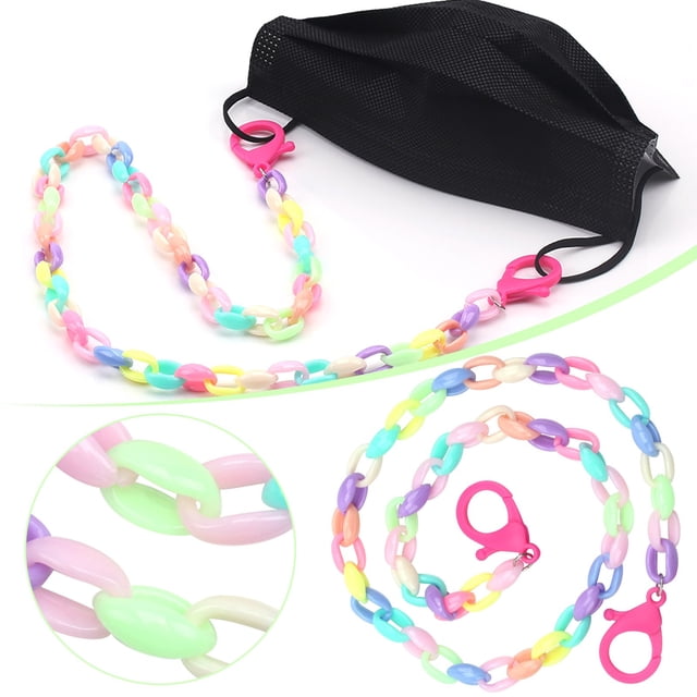 Lanière de Masque de Noël avec Chaîne Perlée, Sangle Réglable avec Clips de Déconnexion, Support de Masque de Visage de Vacances et Chaîne de Lunettes