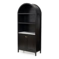 thumbnail image 3 of EYYTHUNG 71" Tall Arched Cabinet Modern Farmhouse 5-Tier Arched Bookcase Storage Display Cabinet with Faux Marble Top, Black, 3 of 6