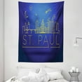 thumbnail image 1 of Minnesota Tapestry, Doodle Art St Paul City Skyline in a Starry Night Modern Style Typography, Wall Hanging for Bedroom Living Room Dorm Decor, 60W X 80L Inches, Indigo and Yellow, by Ambesonne, 1 of 2