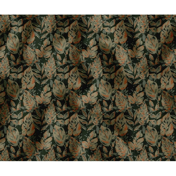 Soimoi Upholstery & Outdoor Fabric by The Yard - Leaves Pattern - 56" Wide Water-Repellent Cloth for Furniture, Bags & Patio Projects - Green