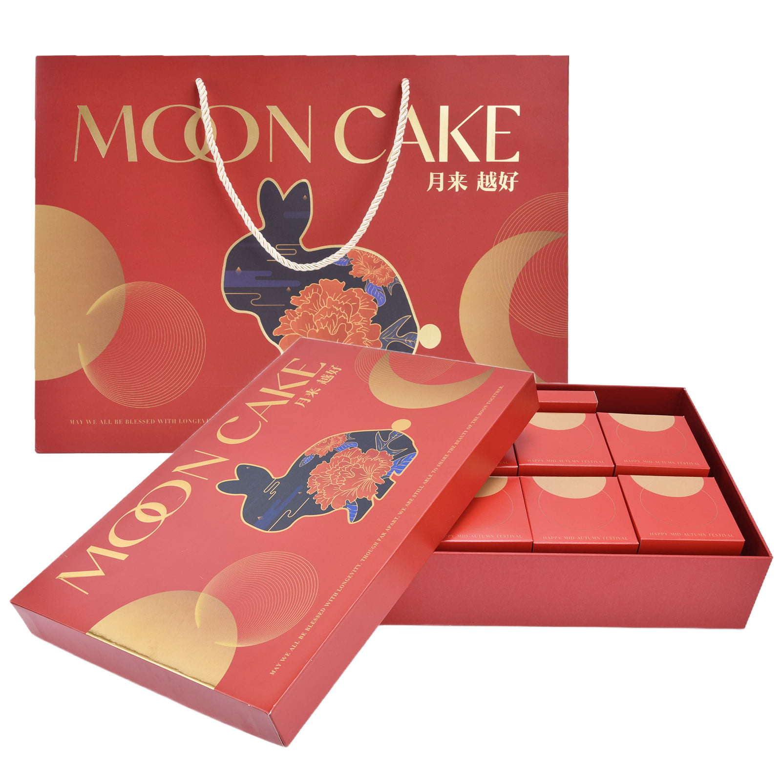 Mooncake Gift Box Mid-Autumn Festival 4 8 Capsules 2023 New High-End  Cantonese Ice Skin Flow Heart Portable Gift Empty Box